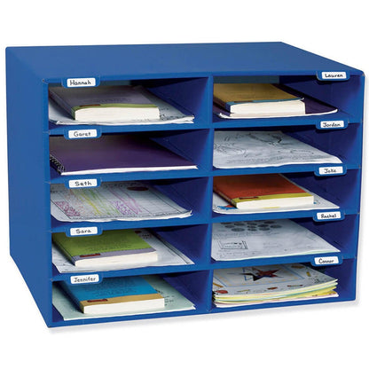 Mailbox, 10-Slot, Blue, 16-5/8"H x 21"W x 12-7/8"D - Loomini