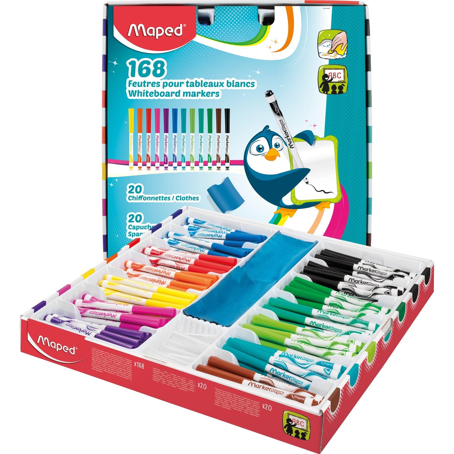 Marker'Peps Dry Erase Markers School Pack, Pack of 168 - Loomini