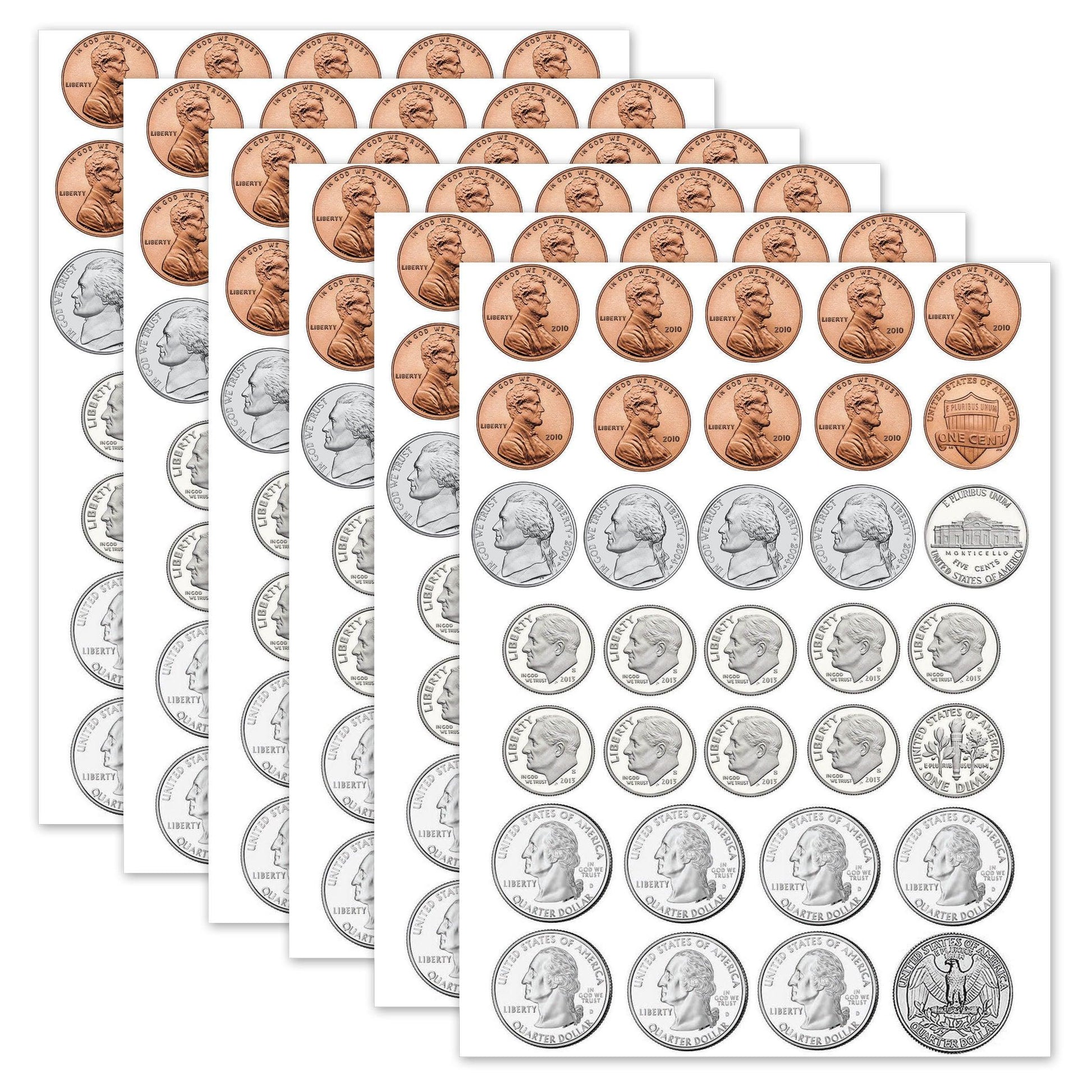 Math Die-Cut Magnets, U.S. Coins, 33 Per Pack, 6 Packs - Loomini