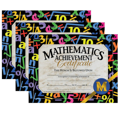 Mathematics Achievement Certificate, 30 Per Pack, 3 Packs - Loomini