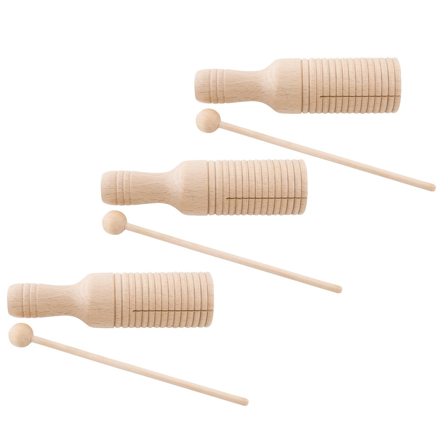 Medium Guiro Crow Sounder with Mallet, Pack of 3 - Loomini