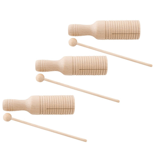 Medium Guiro Crow Sounder with Mallet, Pack of 3 - Loomini
