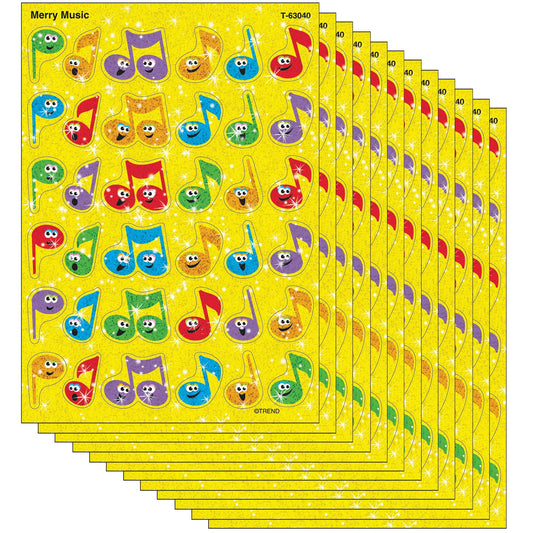 Merry Music Sparkle Stickers®, 72 Per Pack, 12 Packs - Loomini