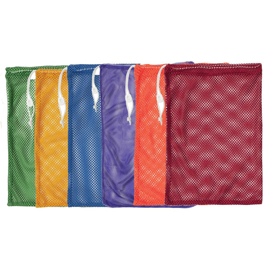 Mesh Equipment Bag, 12" x 18", Assorted Colors, Pack of 6 - Loomini