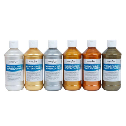 Metallic Liquid Watercolor, 8 oz, Set of 6 - Loomini