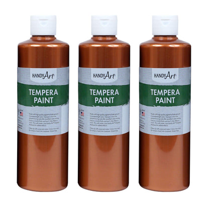 Metallic Tempera Paint, 16 oz., Copper, Pack of 3 - Loomini