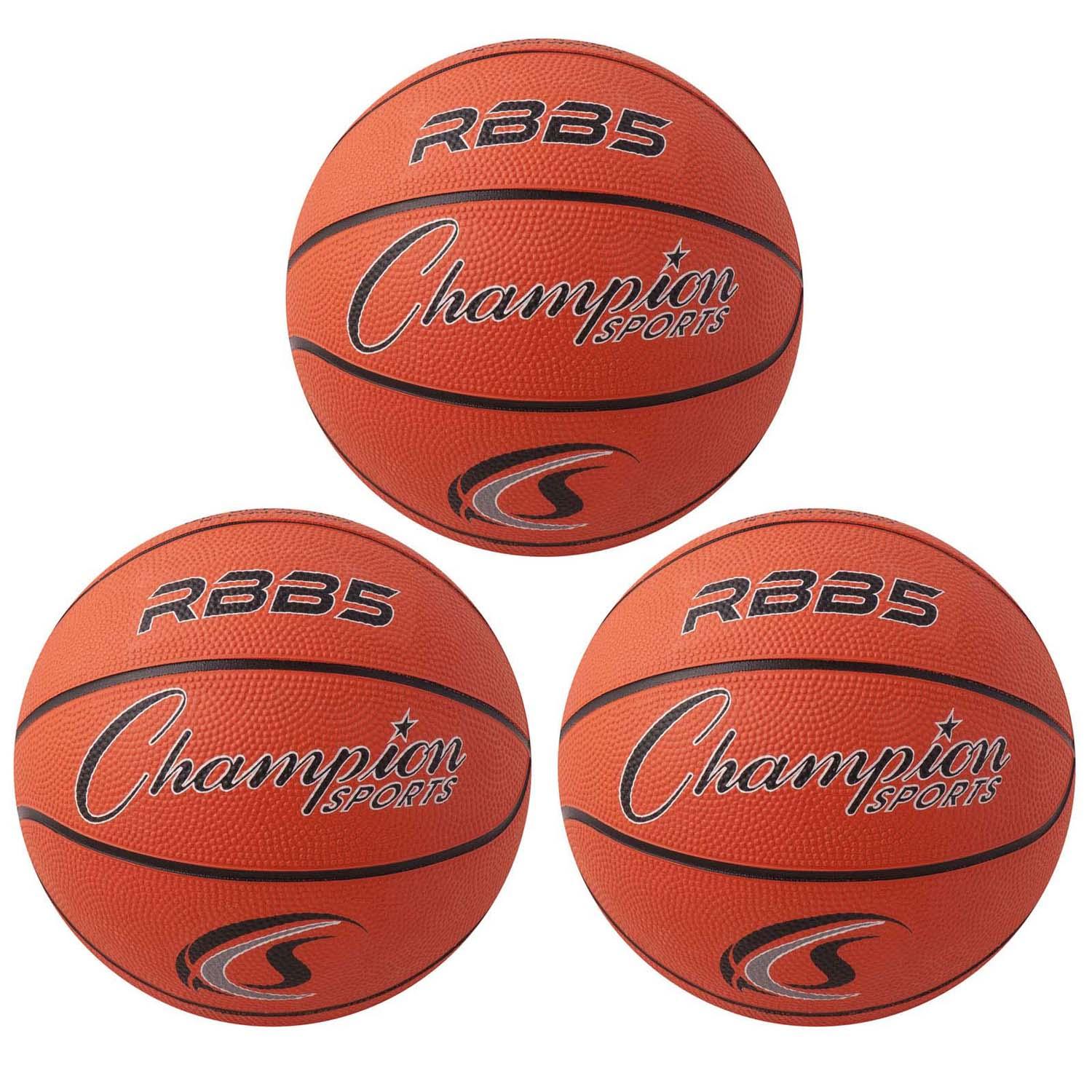 Mini Rubber Basketball, Orange, Pack of 3 - Loomini