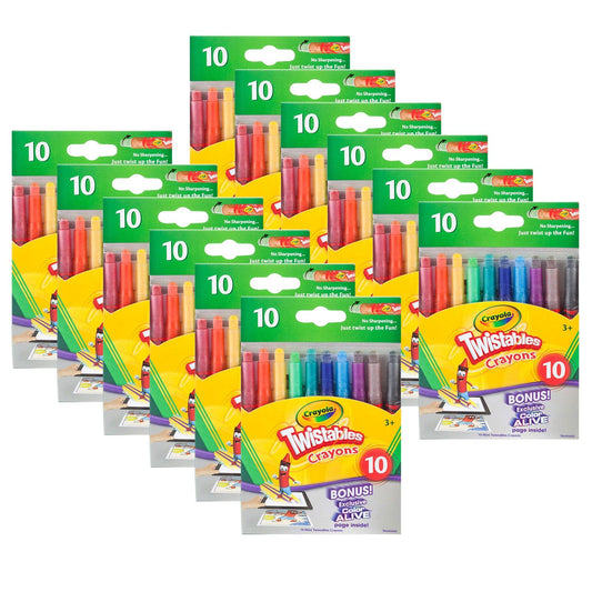 Mini Twistables Crayons, 10 Per Pack, 12 Packs - Loomini