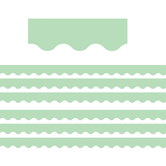 Mint Green Scalloped Border Trim, 35 Feet Per Pack, 6 Packs - Loomini