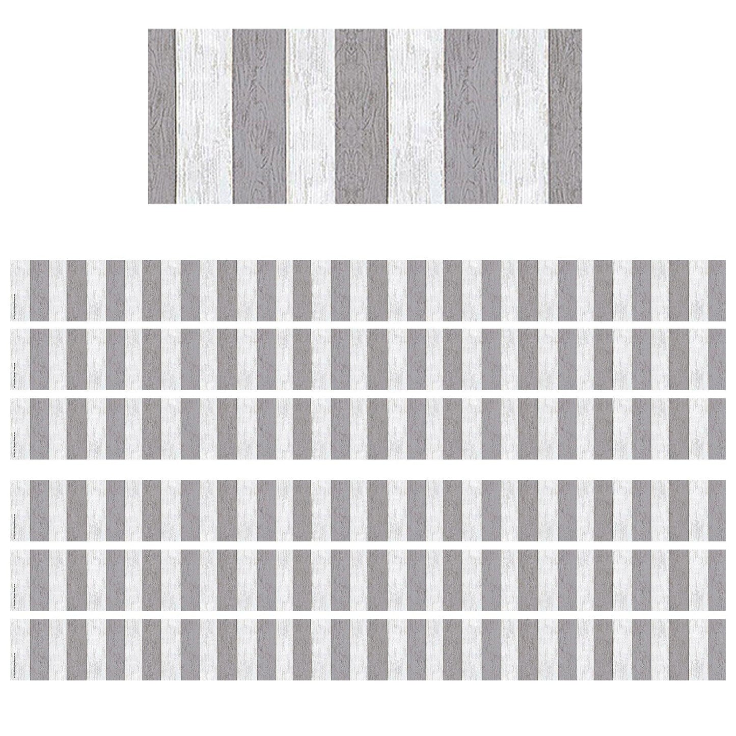 Modern Farmhouse Gray Stripes Straight Border Trim, 35 Feet, 6 Packs - Loomini