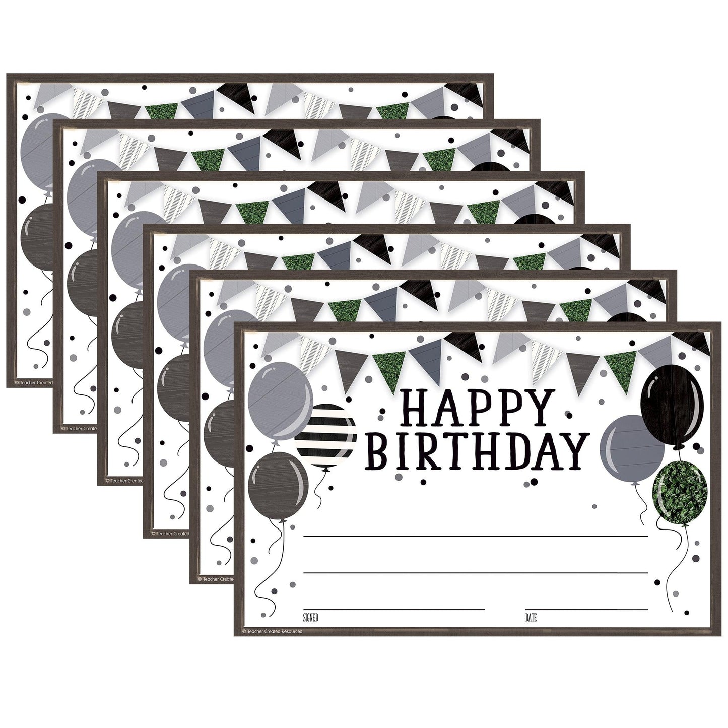 Modern Farmhouse Happy Birthday Awards, 30 Per Pack, 6 Packs - Loomini