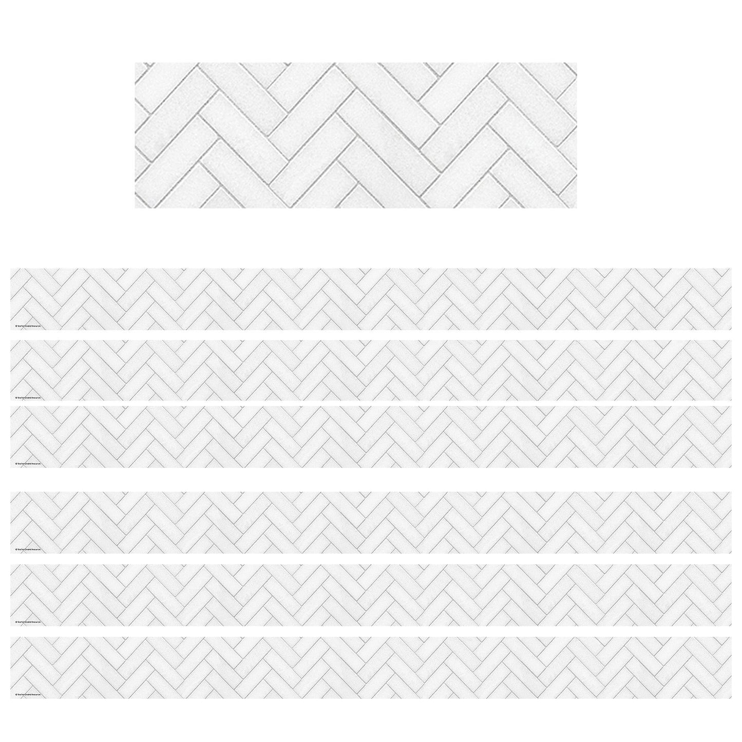 Modern Farmhouse White Herringbone Straight Border Trim, 35 Feet, 6 Packs - Loomini