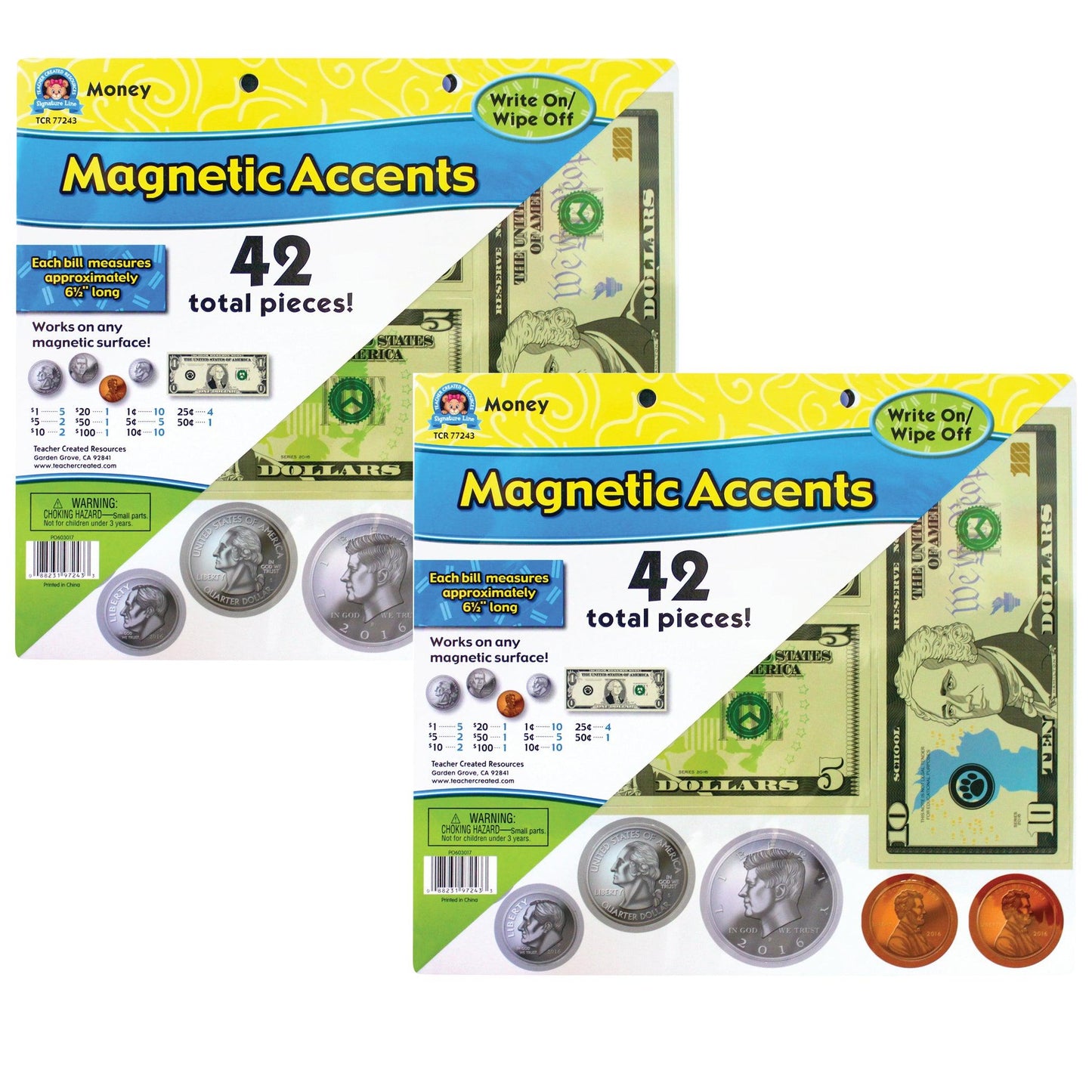 Money Magnetic Accents, 42 Per Pack, 2 Packs - Loomini