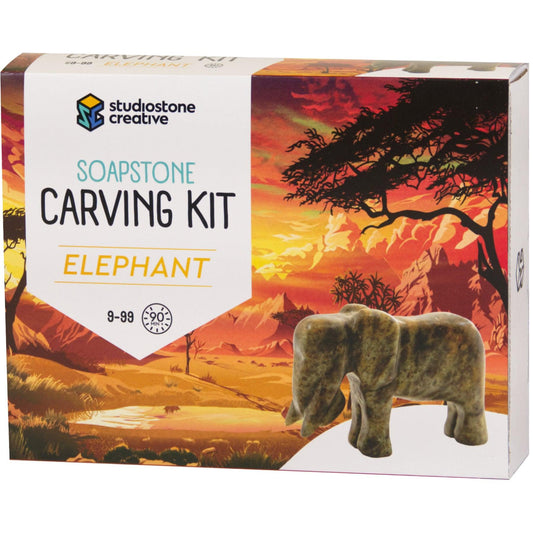 Mothers Day Gift - Elephant Soapstone Carving Kit - Loomini
