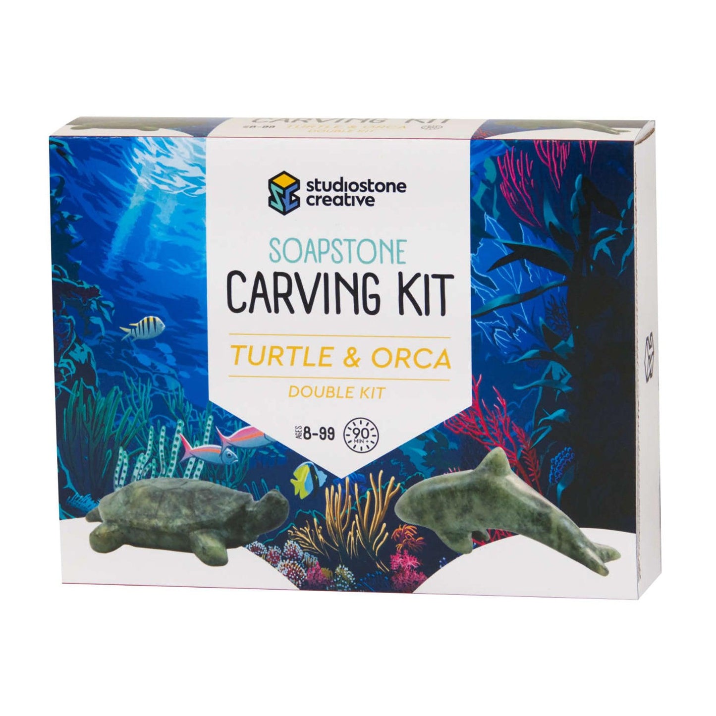 Mothers Day Gift - Turtle & Orca Double Soapstone Carving Kit - Loomini