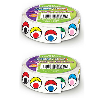 Multicolor Wiggle Eyes Stickers Roll, 2 Rolls - Loomini