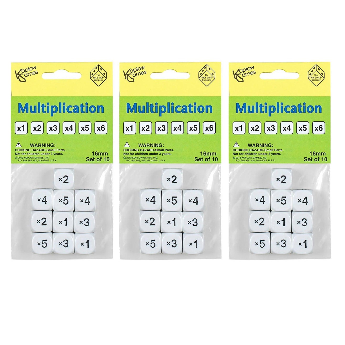 Multiplication Dice, 10 Per Pack, 3 Packs - Loomini