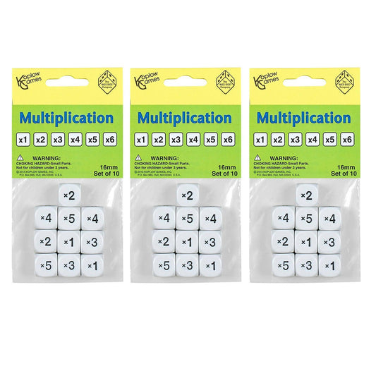 Multiplication Dice, 10 Per Pack, 3 Packs - Loomini