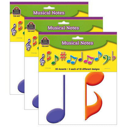 Musical Notes Accents, 30 Per Pack, 3 Packs - Loomini