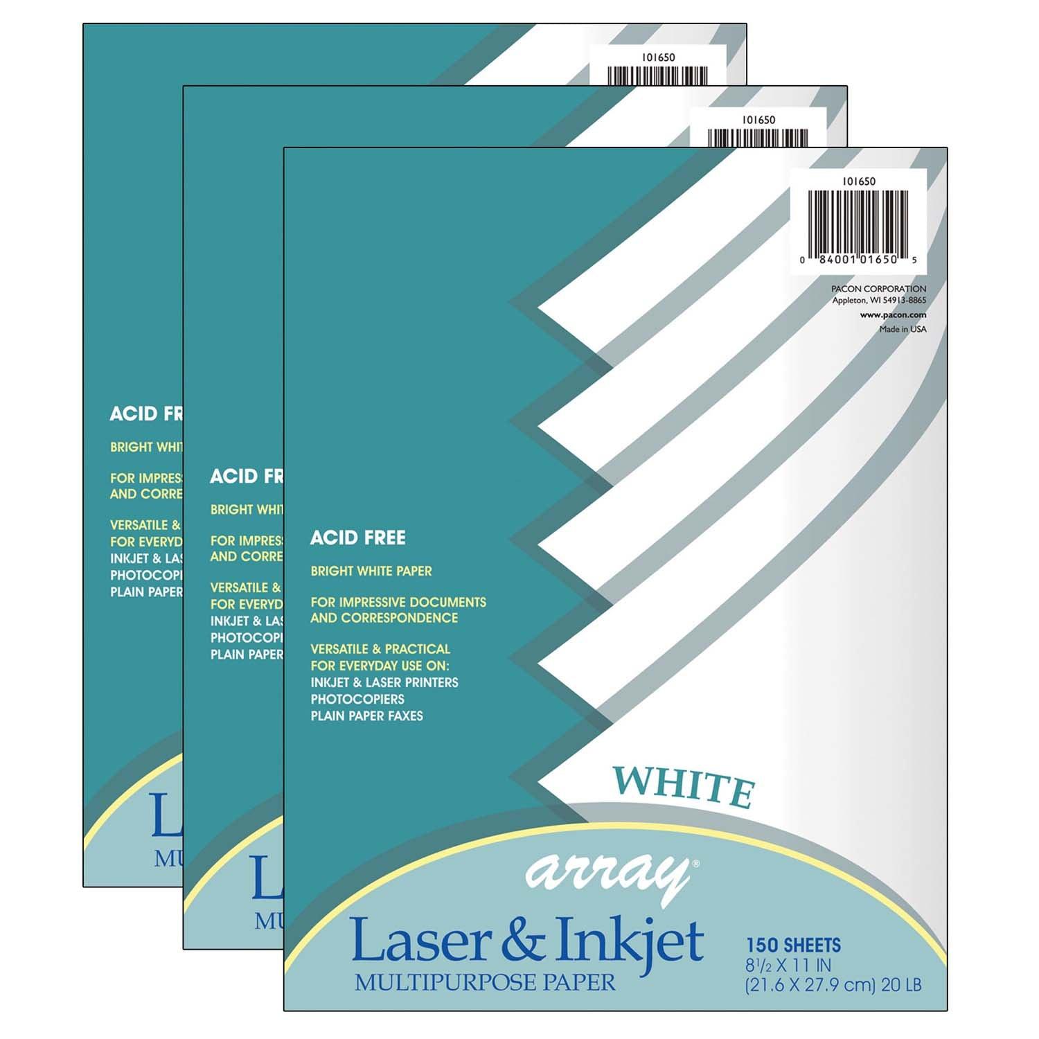 Mutli-Purpose Paper, White, 8-1/2" x 11", 150 Sheets Per Pack, 3 Packs - Loomini