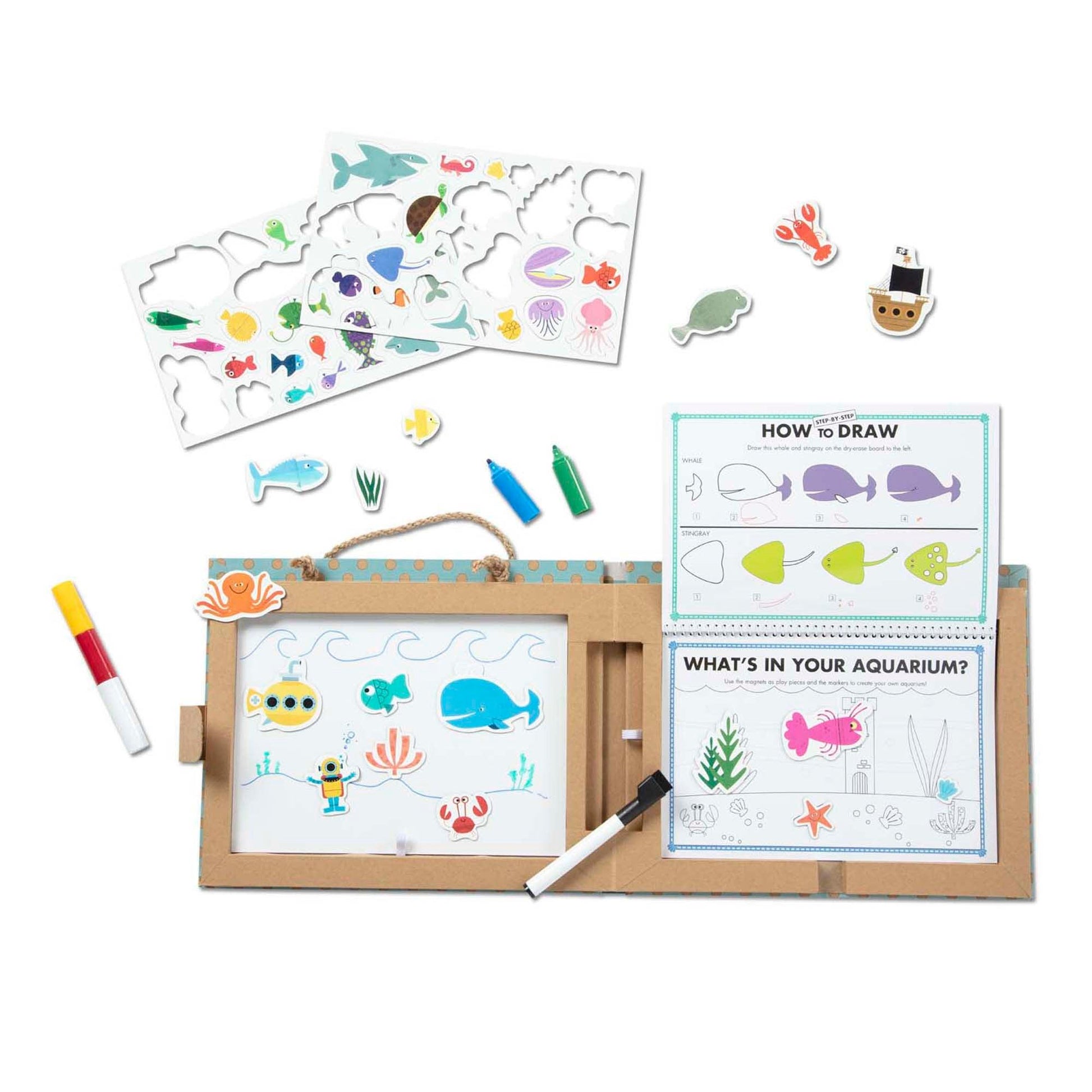 Natural Play: Play, Draw, Create Reusable Drawing & Magnet Kit - Ocean - Loomini