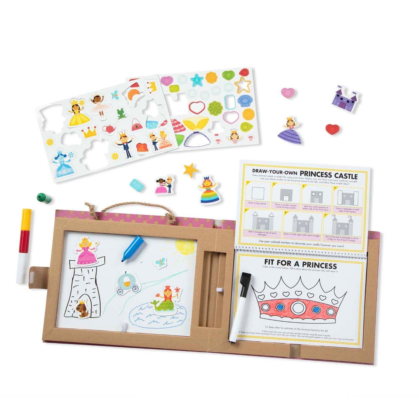 Natural Play: Play, Draw, Create Reusable Drawing & Magnet Kit - Princesses - Loomini