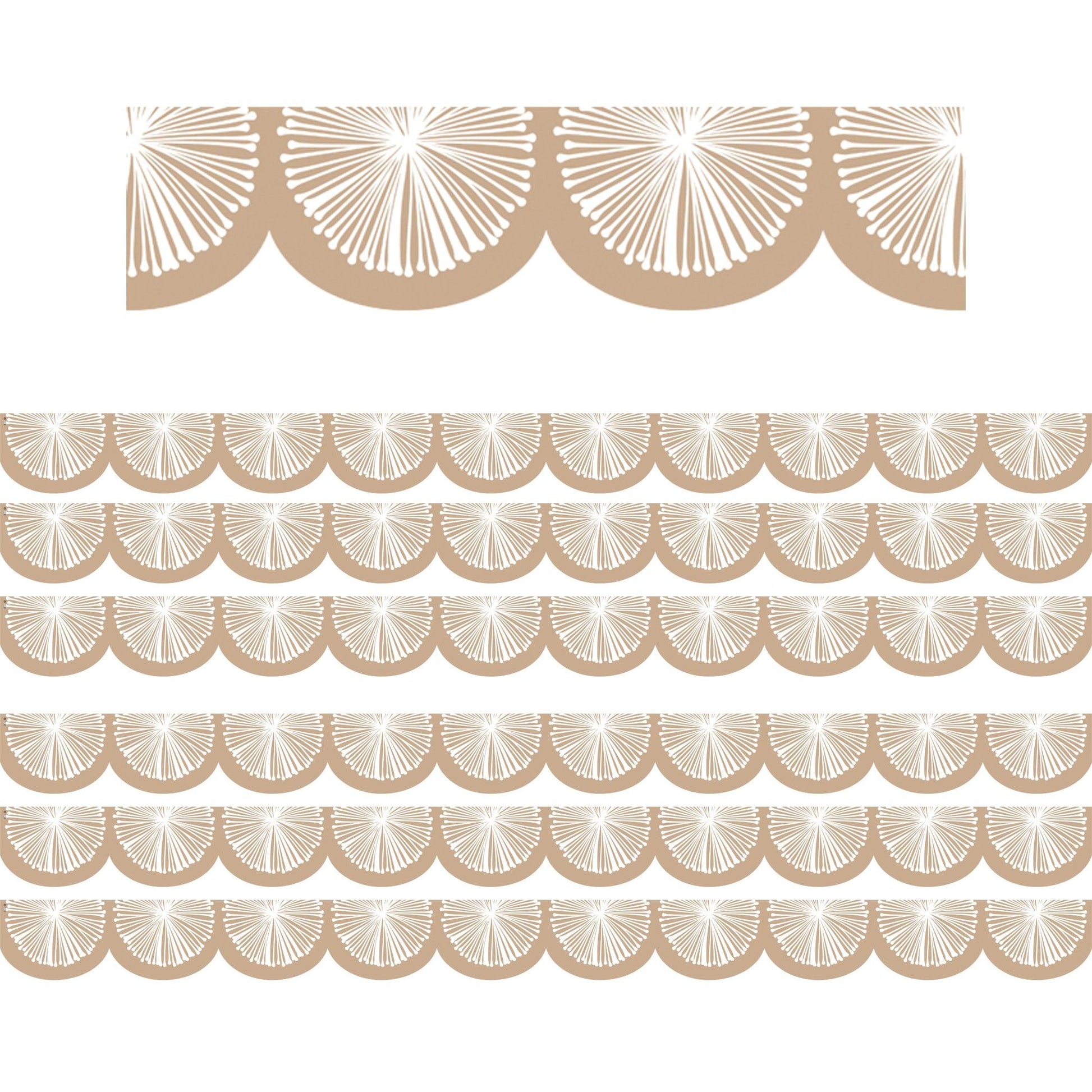 Natural Poms Scalloped Die-Cut Border Trim, 35 Feet Per Pack, 6 Packs - Loomini