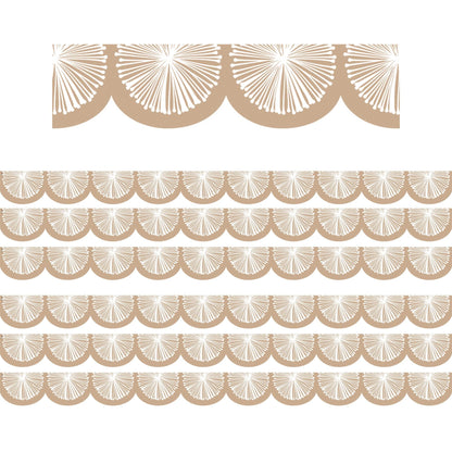 Natural Poms Scalloped Die-Cut Border Trim, 35 Feet Per Pack, 6 Packs - Loomini