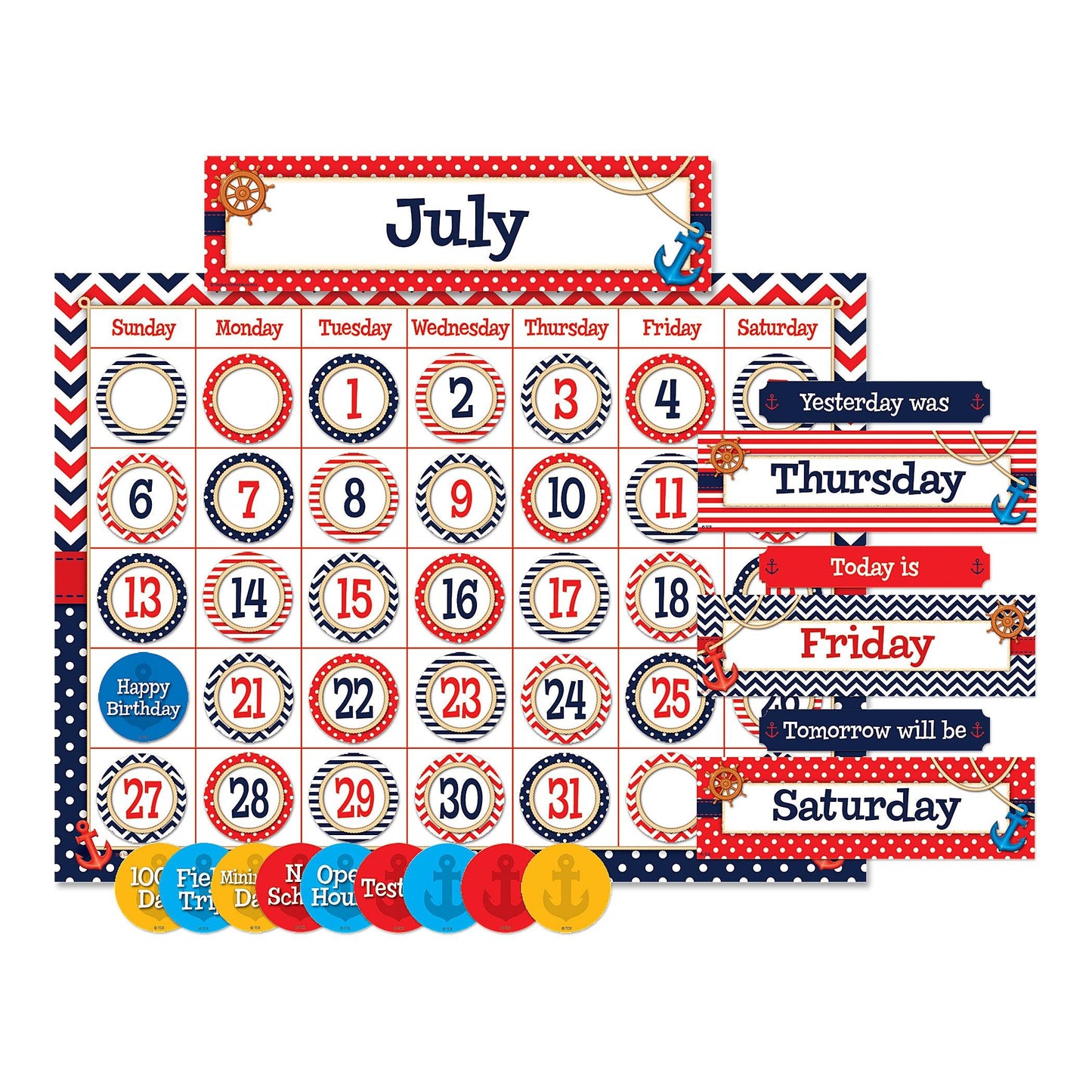 Nautical Calendar Bulletin Board Display Set - Loomini