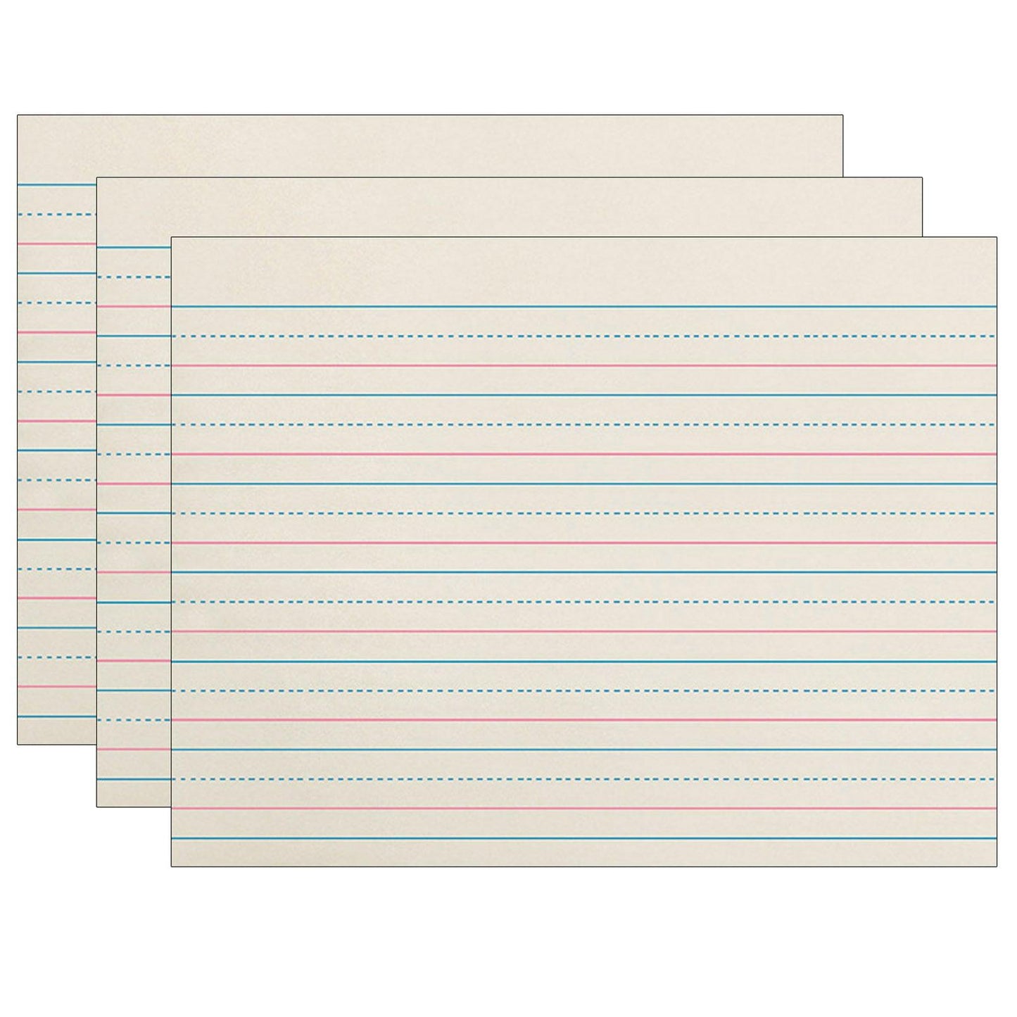 Newsprint Handwriting Paper, Dotted Midline, Grade K, 3/4" x 3/8" x 3/8" Ruled Long, 10-1/2" x 8", 500 Sheets Per Pack, 3 Packs - Loomini
