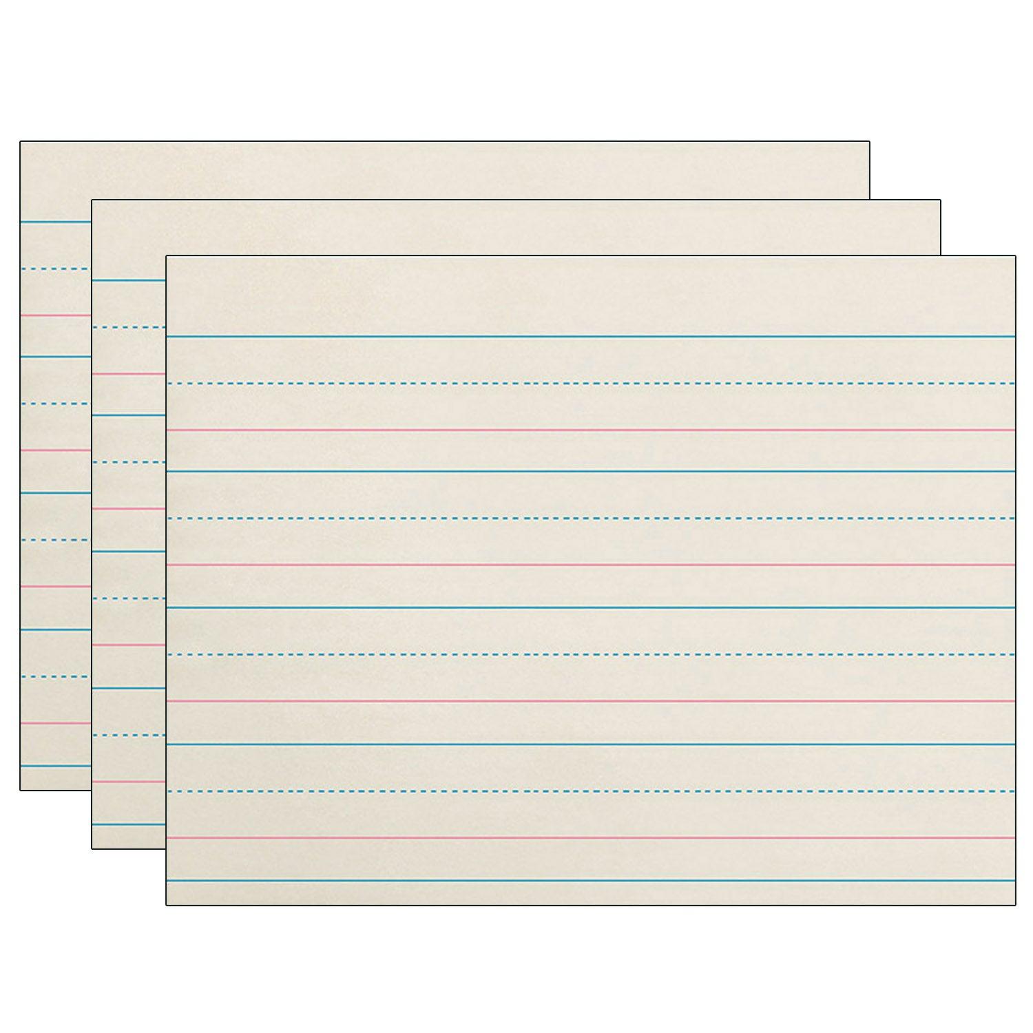 Newsprint Handwriting Paper, Dotted Midline, Grades Pre-K & K, 1-1/8" x 9/16" x 9/16" Ruled Long, 10-1/2" x 8", 500 Sheets Per Pack, 3 Packs - Loomini