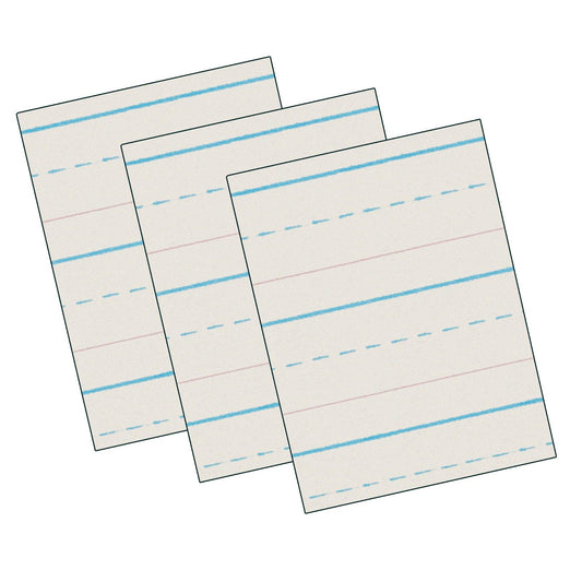 Newsprint Handwriting Paper, Skip-A-Line, Grade 1, 1/2" x 1/4" x 1/4" Ruled Long, 11" x 8-1/2", 500 Sheets Per Pack, 3 Packs - Loomini