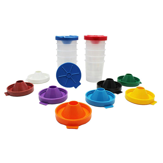 No-Spill Round Paint Cups with Colored Lids, 3" Dia., 10 Cups - Loomini