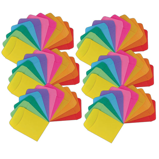 Non-Adhesive Library Pockets, Bright Colors, 30 Per Pack, 6 Packs - Loomini