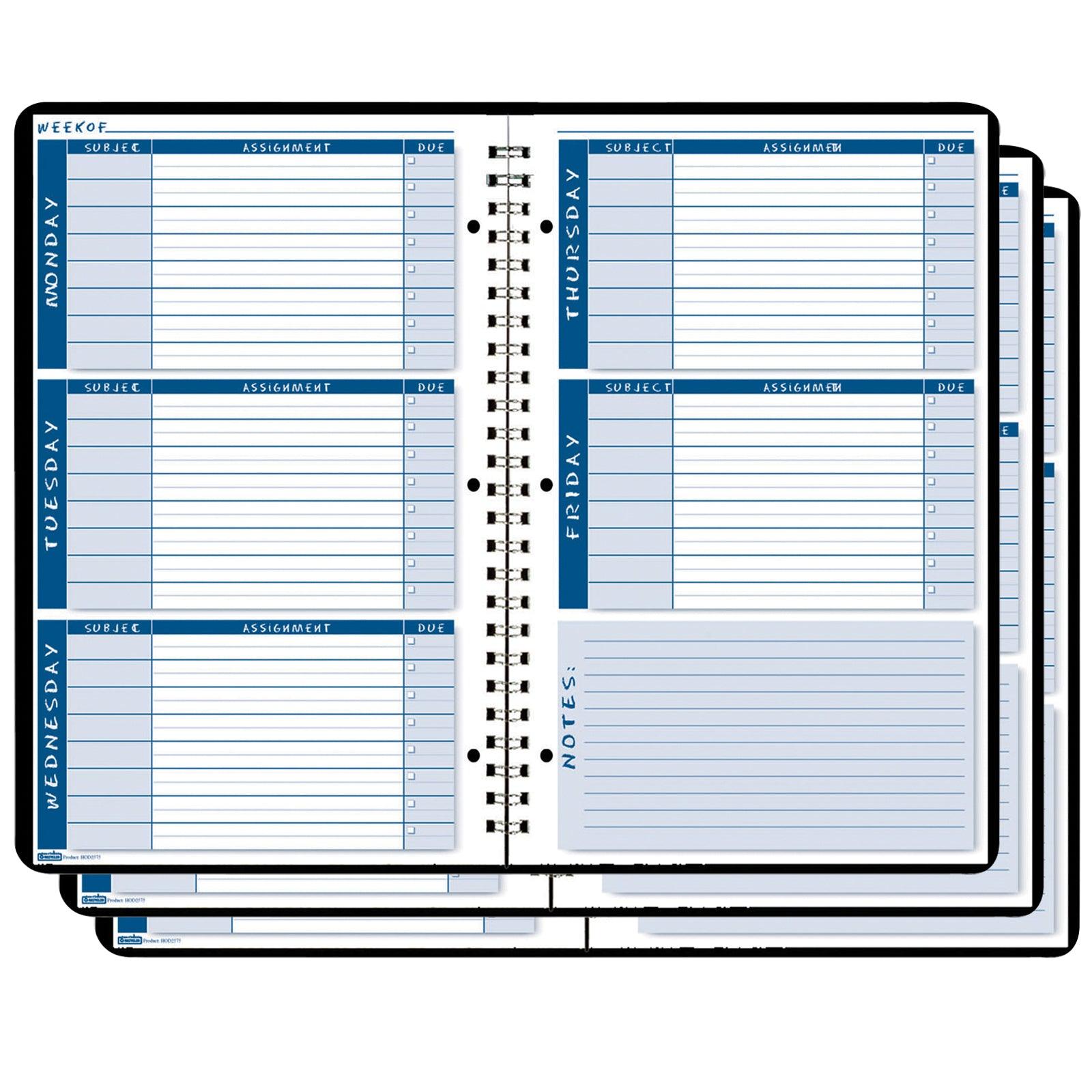 Non-Dated Student Planner/Assignment Book, Pack of 3 - Loomini