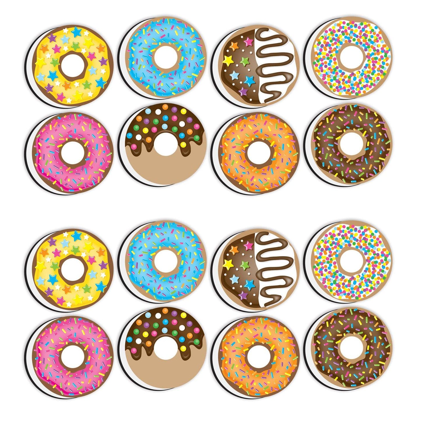 Non-Magnetic Mini Whiteboard Erasers, DonutFetti®, 8 Per Pack, 2 Packs - Loomini