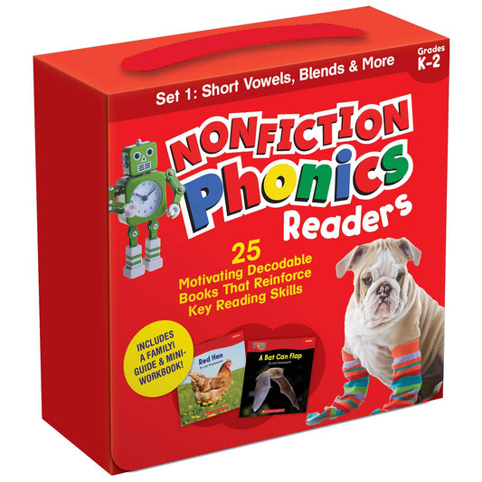 Nonfiction Phonics Readers: Short Vowels, Blends & More, Single-Copy Set, 25 Books - Loomini