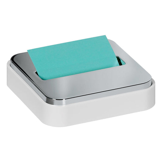 Note Dispenser for 3 in x 3 in Notes, White Base with Steel Top - Loomini
