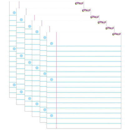 Notebook Paper Wipe-Off® Chart, 17" x 22", Pack of 6 - Loomini