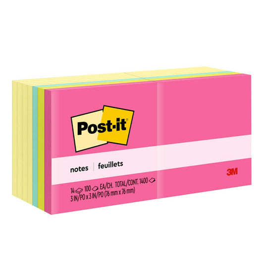 Notes Value Pack, 3 in x 3 in, Canary Yellow and Poptimistic Collection, 14 Pads - Loomini