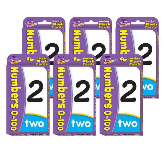 Numbers 0-100 Pocket Flash Cards, 6 Packs - Loomini