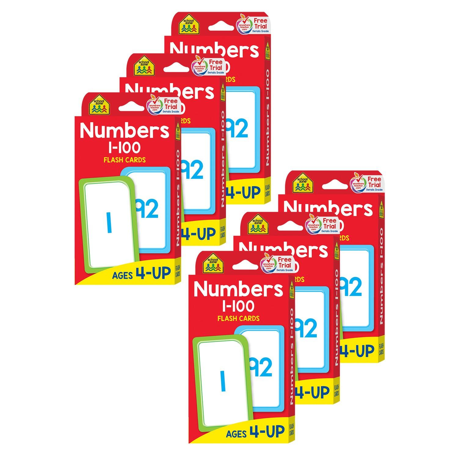 Numbers 1-100 Flash Cards, 6 Packs - Loomini