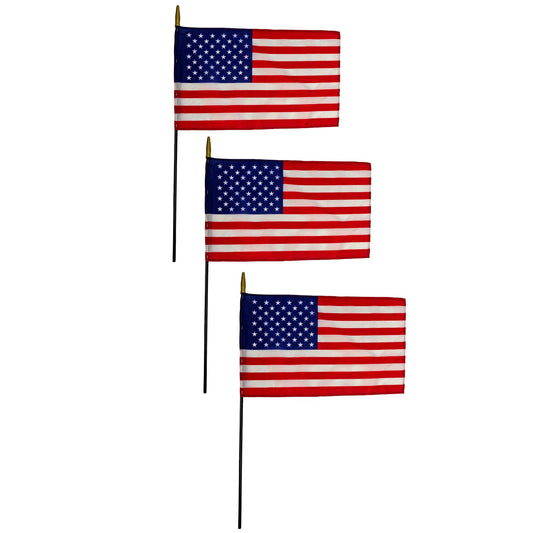 Nylon U.S. Classroom Flag, 12" x 18", Pack of 3 - Loomini