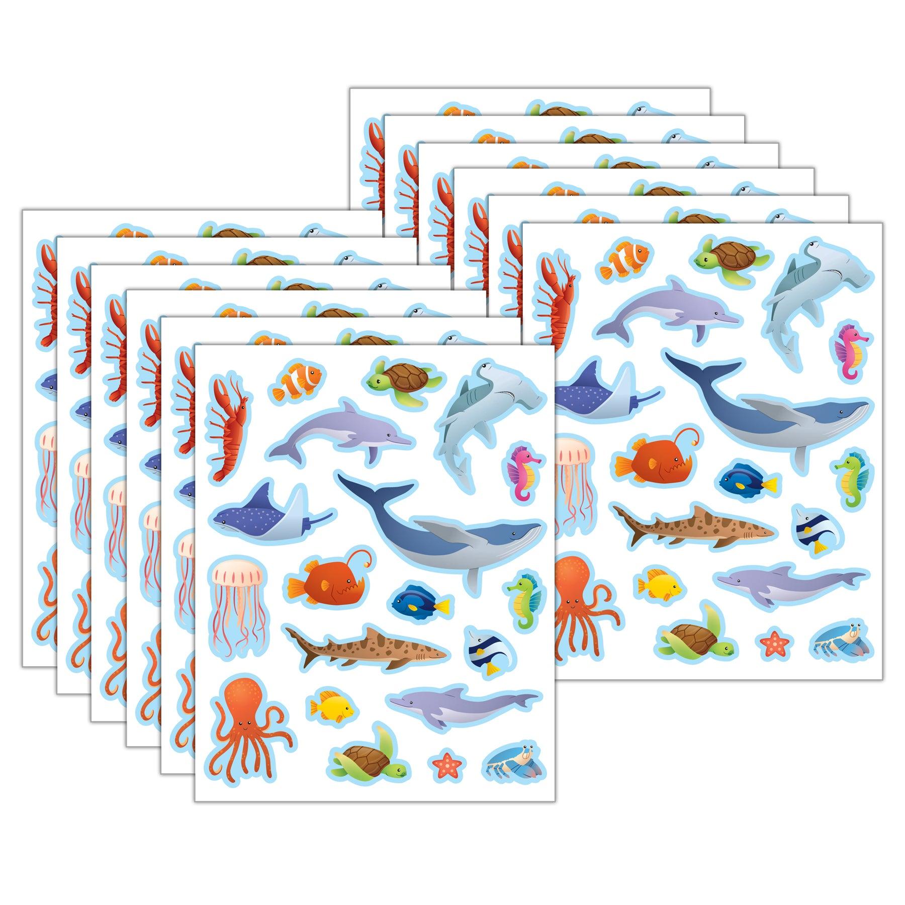Ocean Animals Stickers, 120 Per Pack, 12 Packs - Loomini