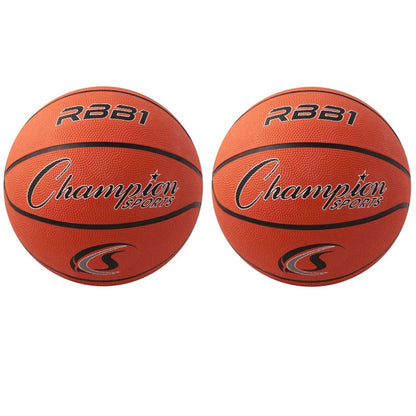 Offical Size Rubber Basketball, Orange, Pack of 2 - Loomini