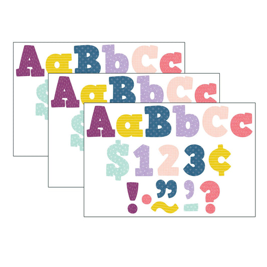 Oh Happy Day Bold Block 4" Letters Combo Pack, 230 Pieces Per Pack, 3 Packs - Loomini