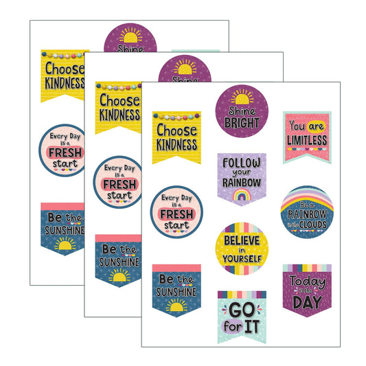 Oh Happy Day Positive Sayings Accents, 30 Per Pack, 3 Packs - Loomini