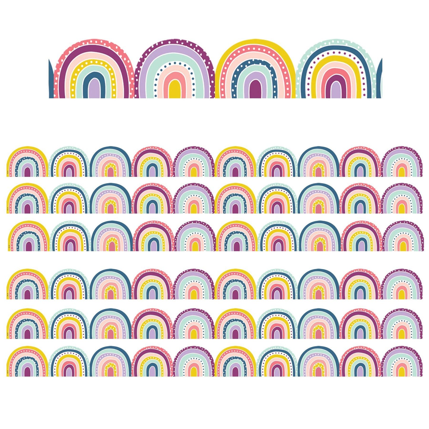 Oh Happy Day Rainbows Die-Cut Border Trim, 35 Feet, 6 Packs - Loomini