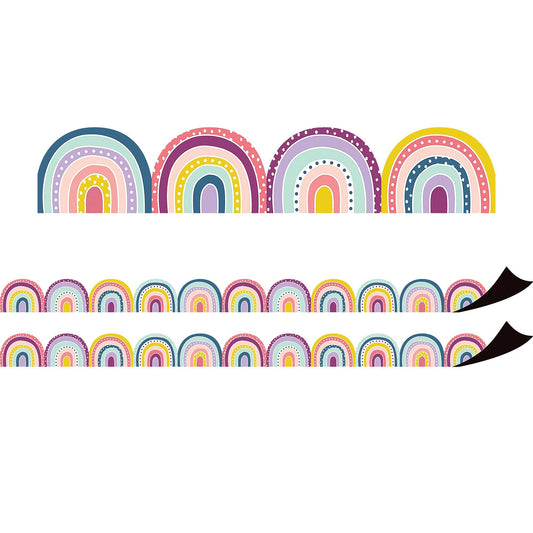 Oh Happy Day Rainbows Magnetic Border, 24 Feet Per Pack, 2 Packs - Loomini