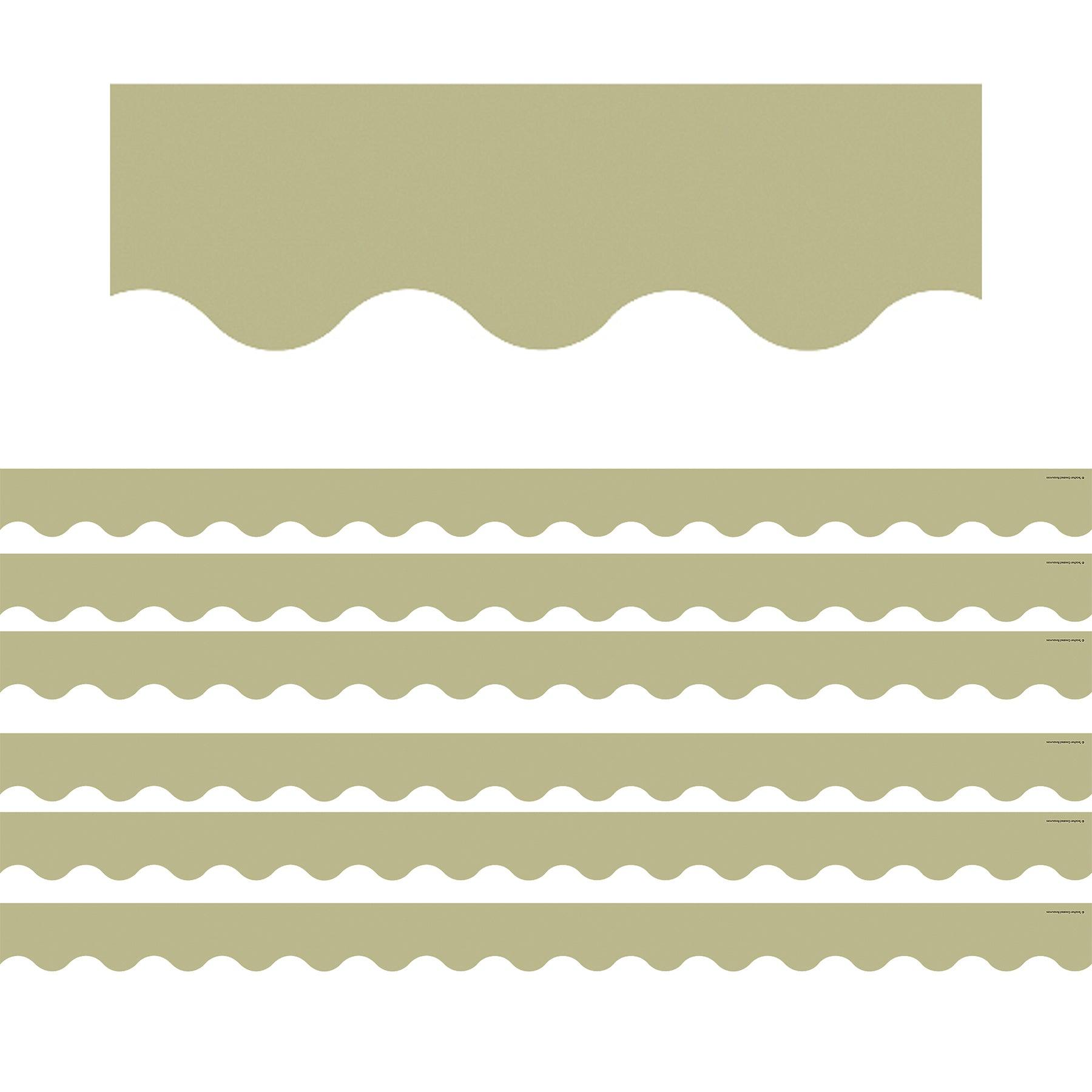 Olive Green Scalloped Border Trim, 35 Feet Per Pack, 6 Packs - Loomini